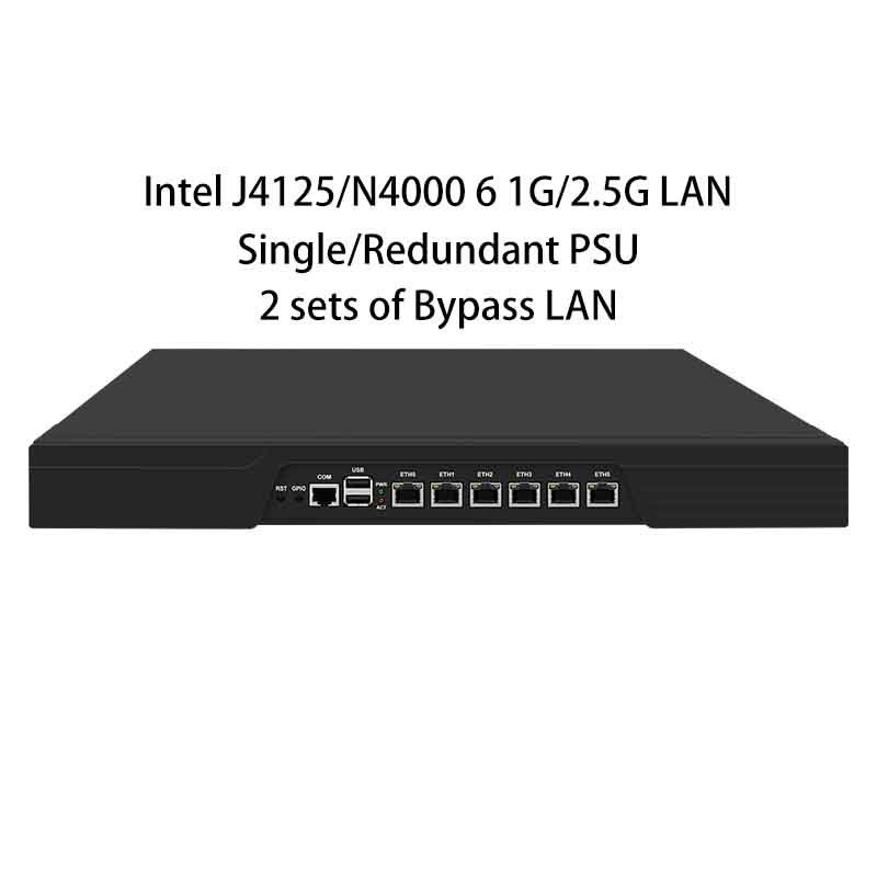 Zynshield 1U Rackmount Firewall Redundant Bypass OPNsense PfSense OpenWRT J4125 6 2.5G LAN Low Power Consumption