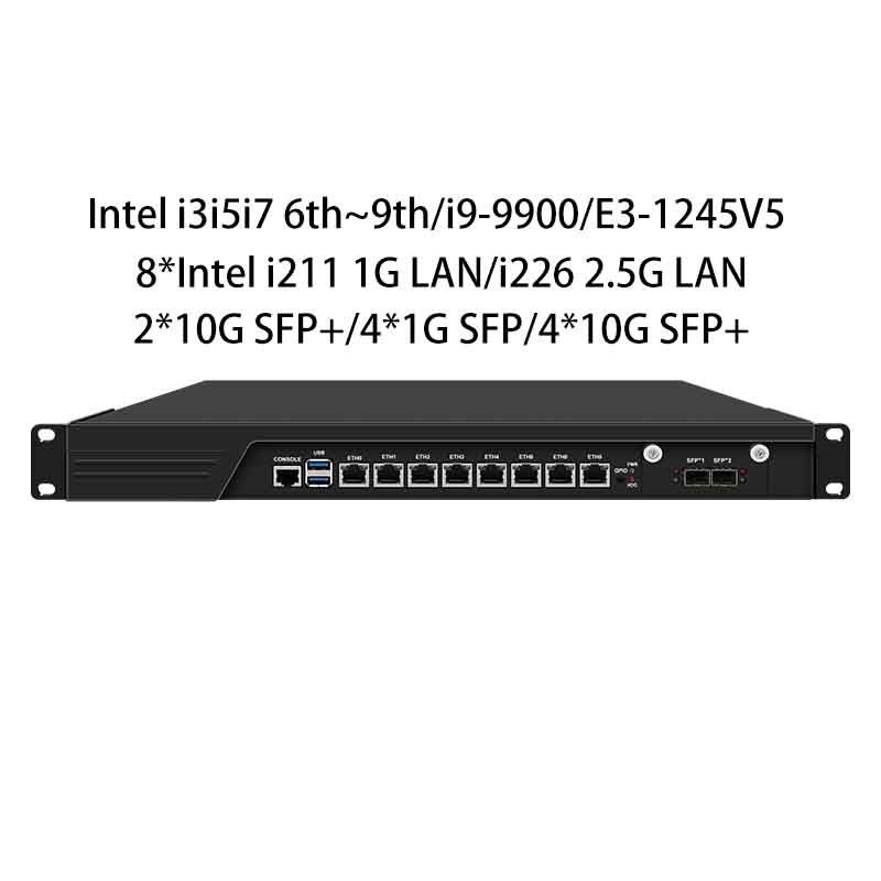 Zynshield 1U C236 Rackmount Firewall i3i5i7 6th~9th 8 2.5G 2SFP+ 4SFP+ Bypass PCIe X8