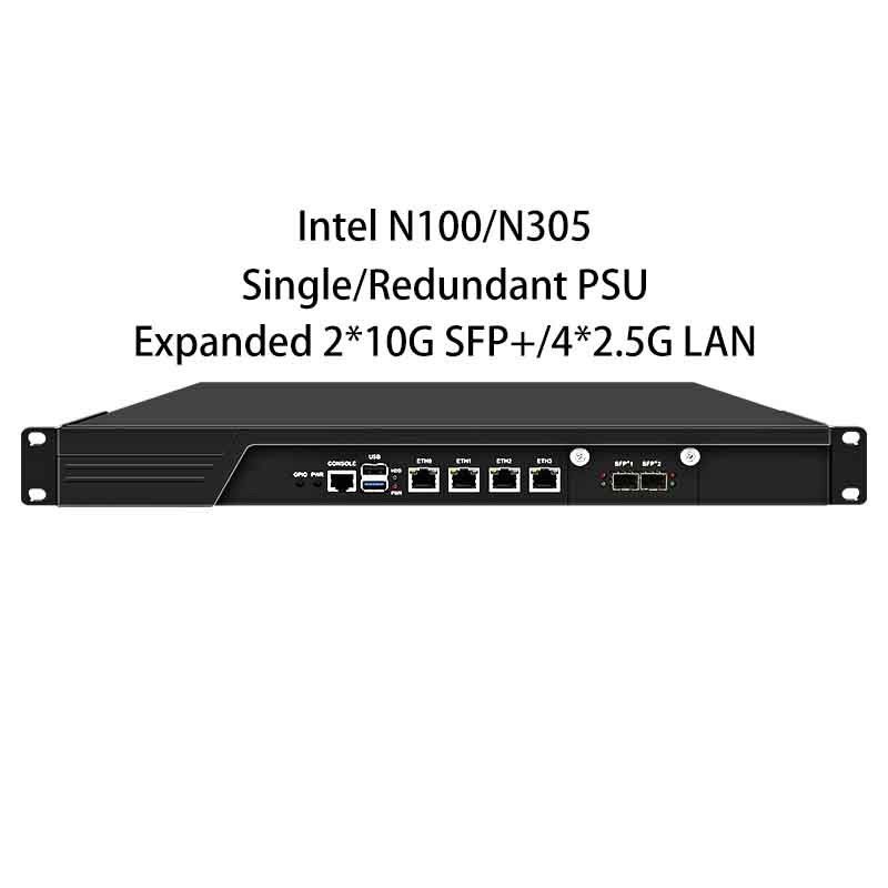 Zynshield 1U Rackmount Firewall N100 I3-N305 4 2.5Gbps LAN 2 10Gbps SFP+ Bypass Redundant